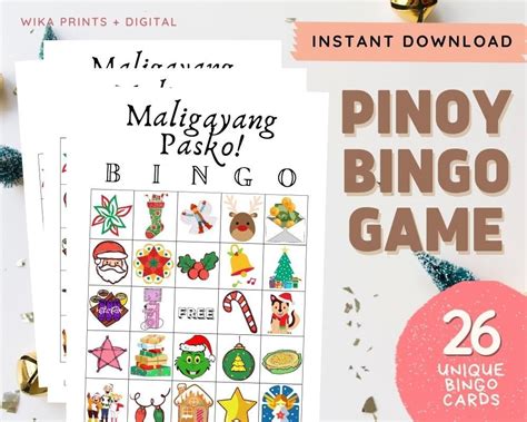Pinoy Bingo Game (26 Cards) Unique Filipino .